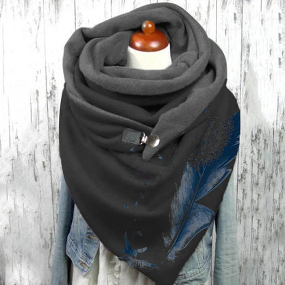 Fashion Scarf Graphic Music Note Print Square Scarves With Button Clasp Women Winter Warm Scarf Female Neck Warmer Blanket Wraps