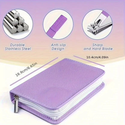 30 Pcs Manicure Set Professional Nail Clipper Set Stainless Steel Solid Manicure Kit Nail Care Kit With Pink Case Valentine