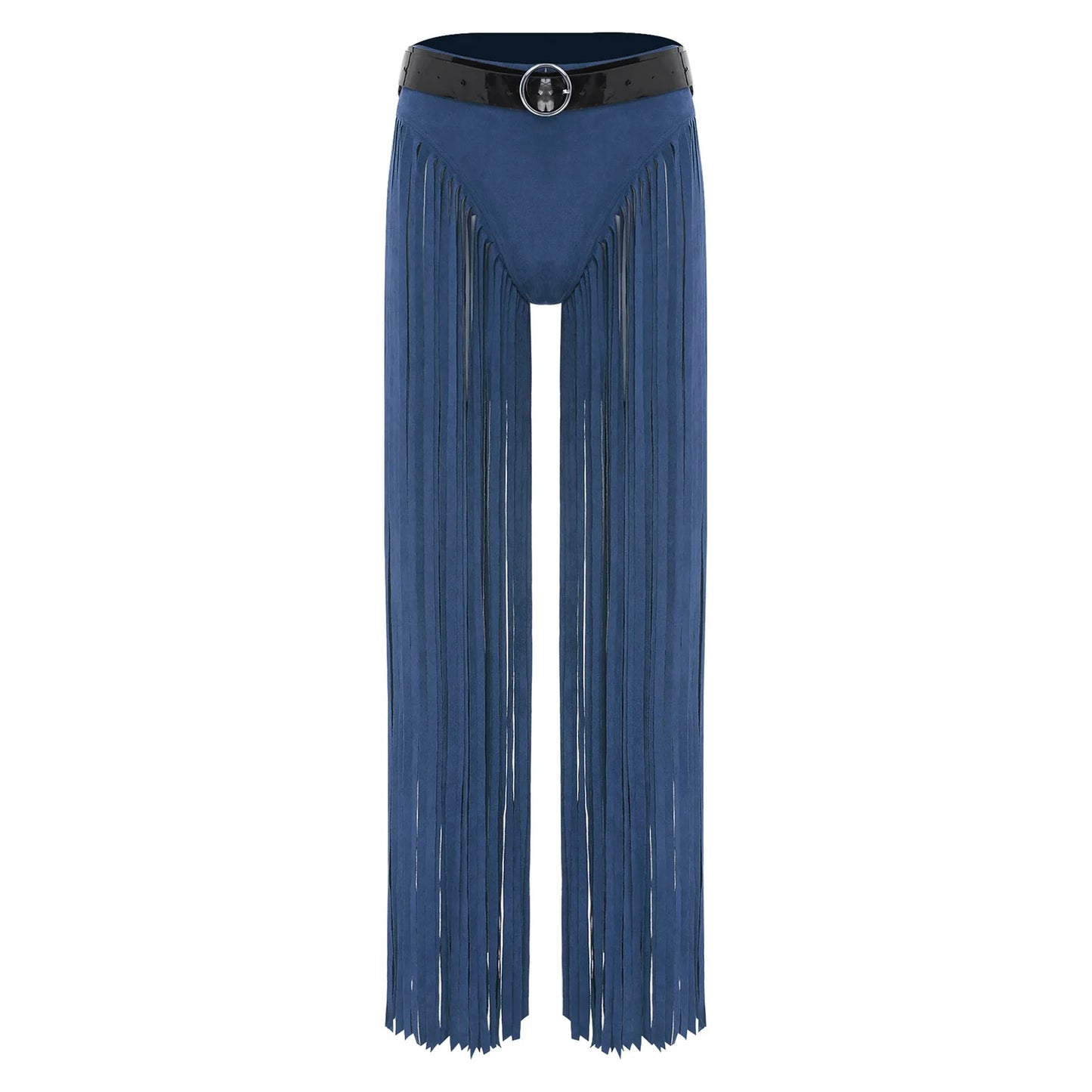 Womens Hippy Cosplay Costume High Waist Suede Underwear with Long Tassels And Belt Halloween Dress Up 70s Disco Costume