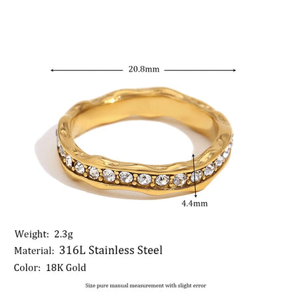 E.B.belle Zircon 18K Plated Stainless Steel Women's Rings Trendy Luxury Shiny Hypoallergenic Rings Sets Jewelry Decoration Gift