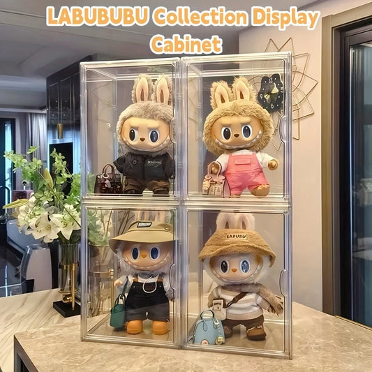 17cmLABUBU Collection Display Cabinet, Acrylic Transparent Storage Box,  for LABUBU V1 V2 V3 Series Doll Collection Display