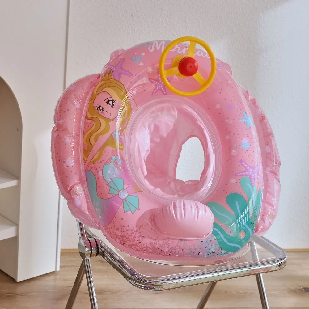 Rooxin Flamingo Swimming Circle Baby Infant Float Pool Swimming Ring With Sunshade Floating Seat Summer Beach Pool Party Toys