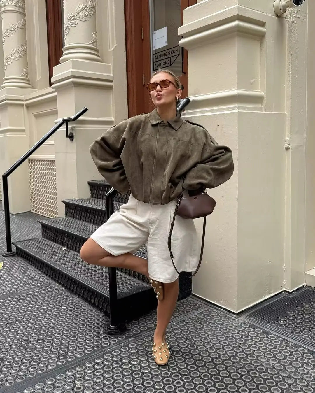 Women's 2025 new Jackets Autumn Fashion Loose Bat Sleeves Elegant Women's Jackets Chic Street Youth Autumn Long Sleeves Coats