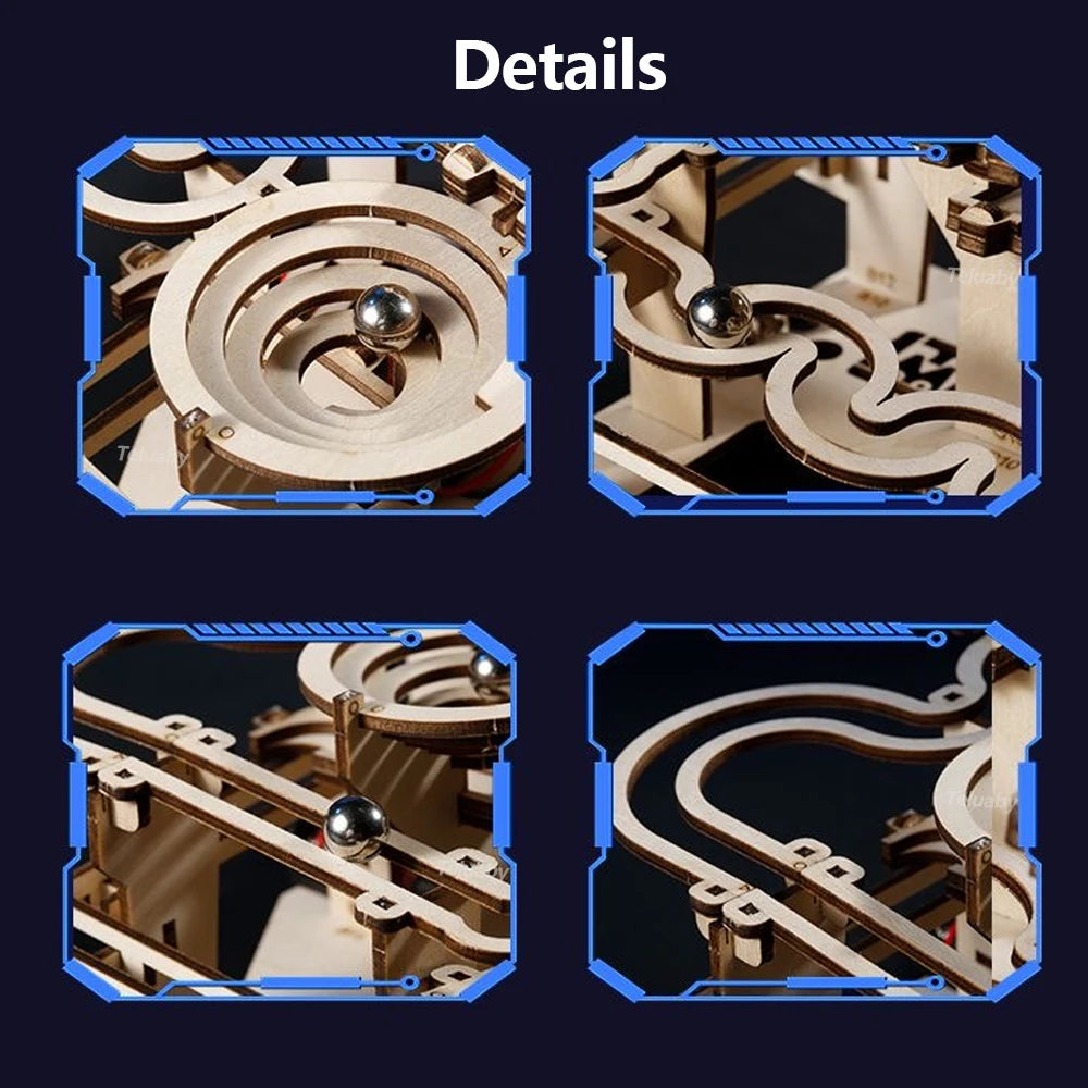 Chriyungel 3D Wooden Marble Run Puzzle DIY Building Model Kits Rolling Ball Track Brain Teaser Game Gift for Adults Teens Kids
