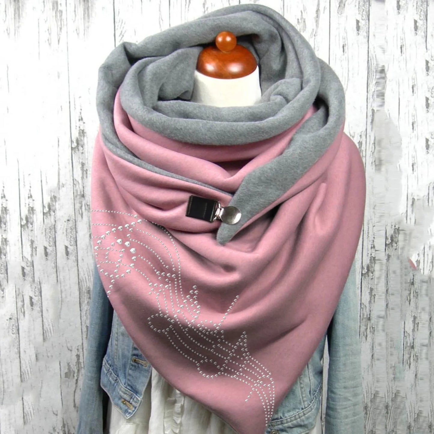 Fashion Scarf Graphic Music Note Print Square Scarves With Button Clasp Women Winter Warm Scarf Female Neck Warmer Blanket Wraps