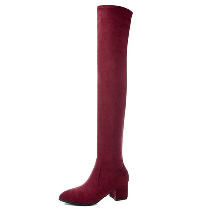 Thigh High Boots Women 2023 Winter Fashion Boot New Over Knee Boots Women Shoes Sexy High Heels Botas Red Warm Fur Black Boots