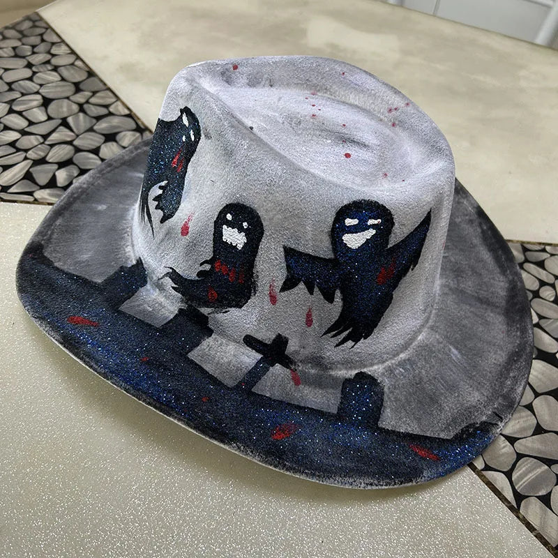EtherealBe Halloween Cowboy Hat for Adults - Spooky Style
