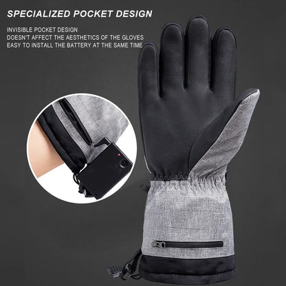 1Pair Winter Heating Gloves 5000mAh Battery Electric Cold Weather Heating Gloves Anti-Slip Waterproof Rechargeable for Men Women