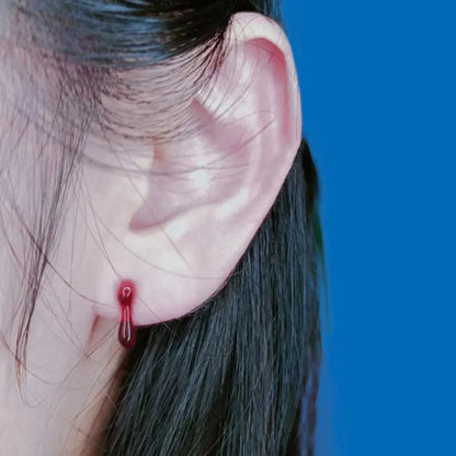 1pc Dripping Blood Stud Earrings Goth Party Clip Cartilage Earring Jewelry Creative Gift