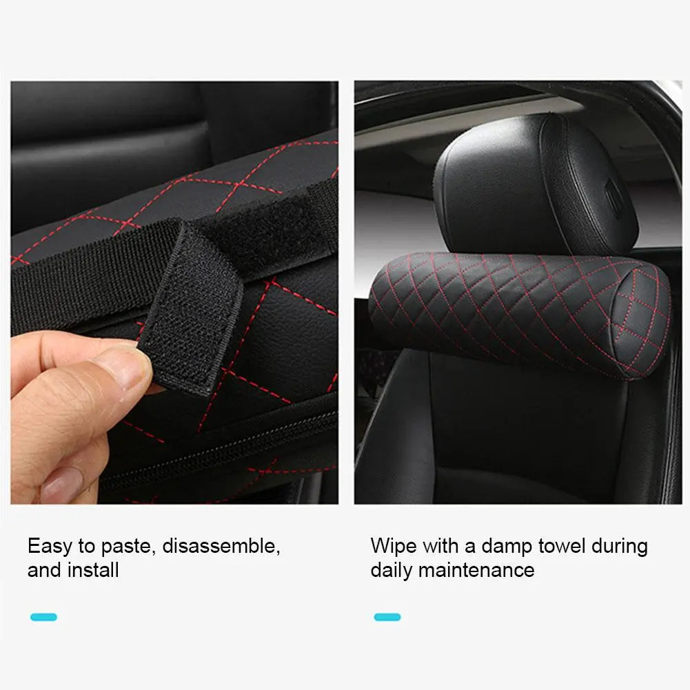 Luxury Car Seats Neck Pillow Leather Memory Soft Breathable Comfortable Relax Neck Support Car Office Chair Headrest Protector