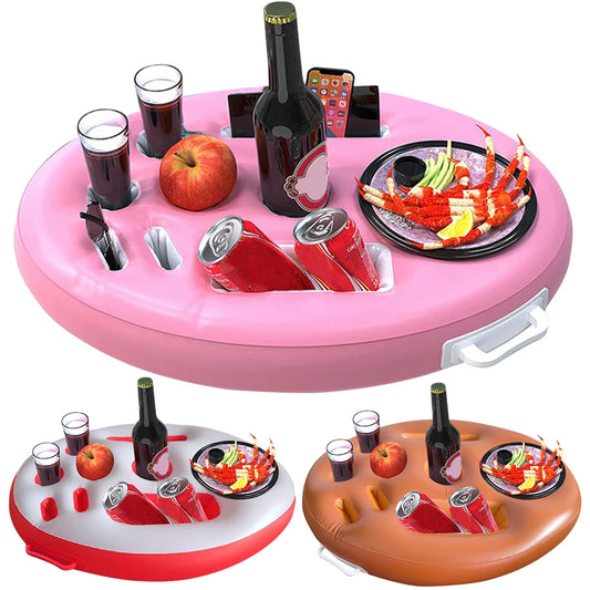 Summer Party Bucket Cup Holder Inflatable Swimming Pool Float Beer DrinkHolder Multifunctional Table Tray Beach Pool Accessories