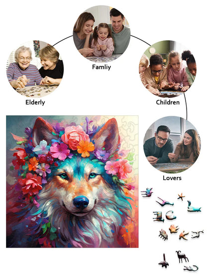 Wooden Puzzle Colored Wolf Puzzle Board Education Game Toys for Students and Adults Interesting Christmas Gift Toys