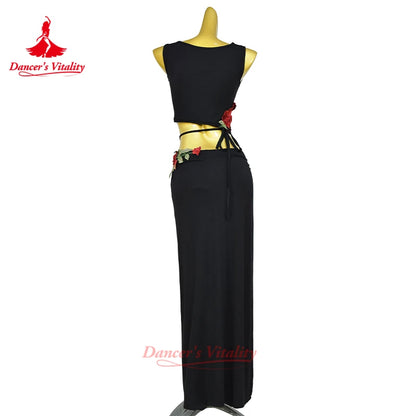New Belly Dance Costume Set for Women's High end Sexy Rose Embroidery Practice Set Adult Oriental Dancing Clothing