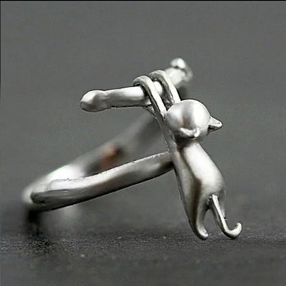 925 Sterling Silver Cat Branch Adjustable Rings For Women Wedding High Quality Jewelry Accessories Jewellery Argent 925