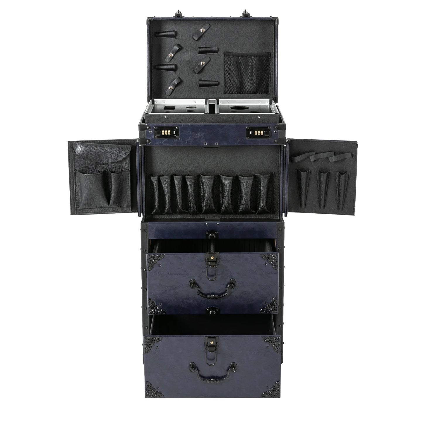 Artist Makeup Case Trolley Universal Casters with 4 Keys Rolling Nail Tech Makeup Cart Travel Box for Makeup Hairstylists