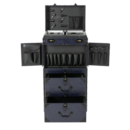 Artist Makeup Case Trolley Universal Casters with 4 Keys Rolling Nail Tech Makeup Cart Travel Box for Makeup Hairstylists
