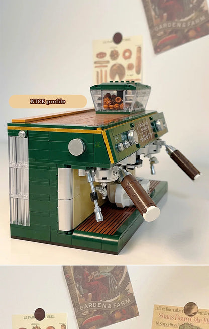 HUIQIBAO 928PCS MOC Coffee Machine Model Micro Building Blocks Mini Diamond City Friend Bricks Set Children Toys Kids Girl Game