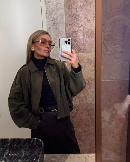 Women's 2025 new Jackets Autumn Fashion Loose Bat Sleeves Elegant Women's Jackets Chic Street Youth Autumn Long Sleeves Coats