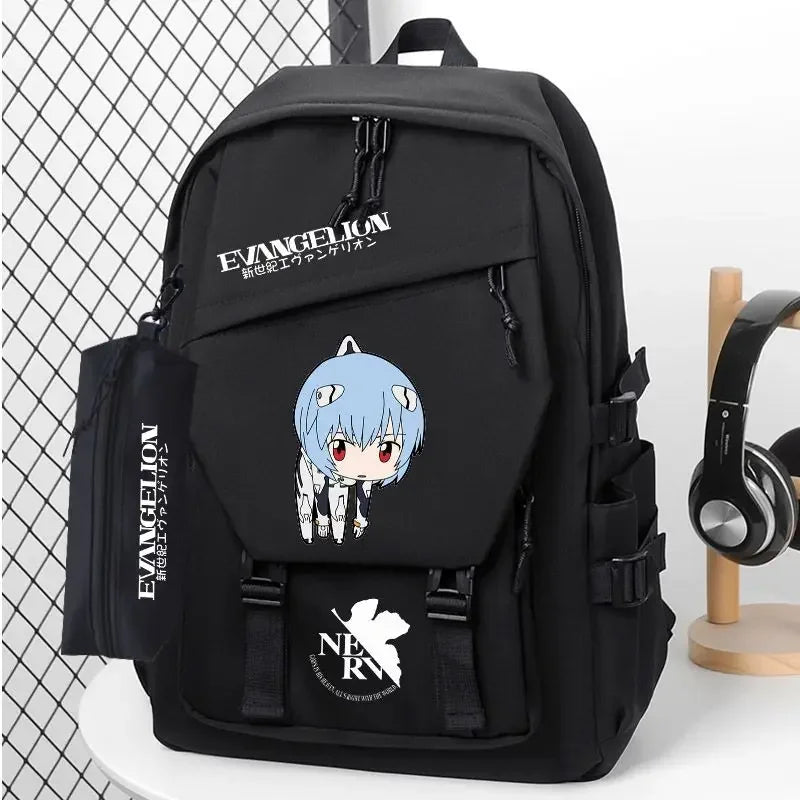 Cartoon Evangelion EVA Unit 1 School Bag Large Capacity Trendy Backpack for Primary and Secondary School Students Christmas Gift