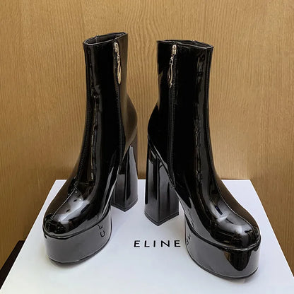 Autumn Winter 2025 New Super High Heels Zipper White Ankle Boots for Women Round Head Casual Party Versatile Platform Shoes 43