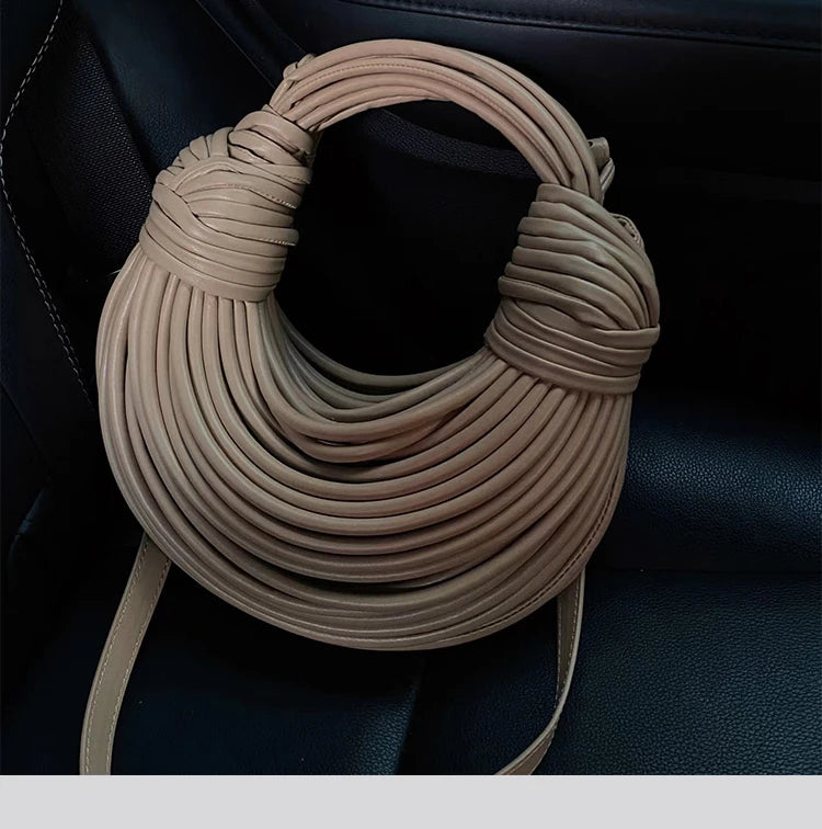 Handbags for Women 2023 New in Gold Luxury Designer Brand Handwoven Noodle Bags Rope Knotted Pulled Hobo Silver Evening Clutch