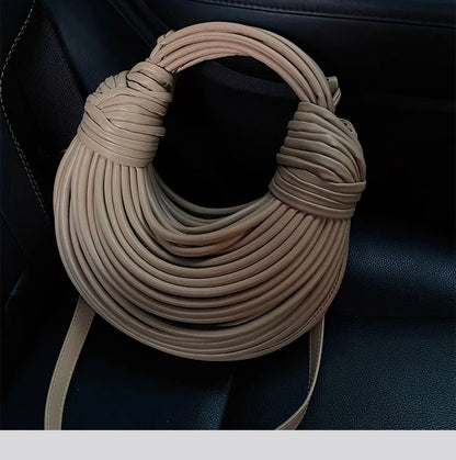 Handbags for Women 2023 New in Gold Luxury Designer Brand Handwoven Noodle Bags Rope Knotted Pulled Hobo Silver Evening Clutch