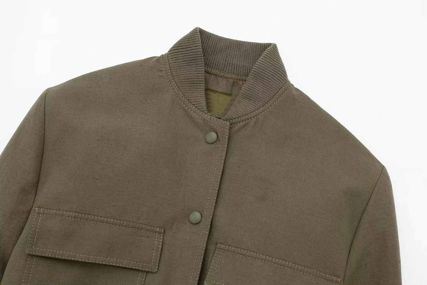 Women Fashion with Pockets Cropped Bomber Jacket Coat Vintage Long Sleeve Front Button Female Outerwear Chic Tops y2k clothes