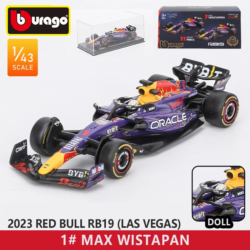 Bburago 1:43 Red Bull F1 Rb19 Las Vegas Miami 1 Verstappen 11 Perez Alloy Scaled Die-Cast Car Model Toys Collection Kid Gift