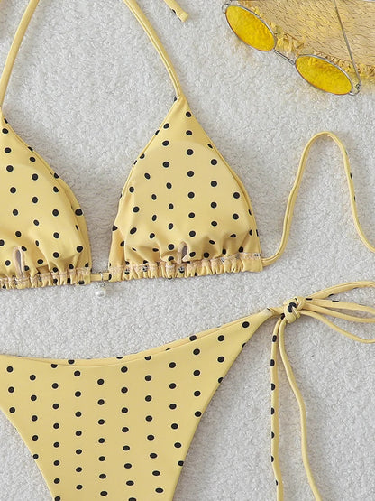 Trend Bikinis 2026 Women's Swimsuit Sexy Pearl Micro Bikinis Sets Dot Print Female Swimwear for Woman Bathing Suits Beachwear