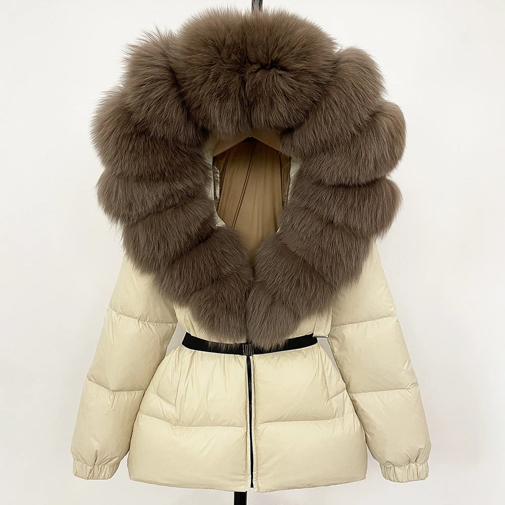 OFTBUY 2025 Winter Clothing Puffer Jacket Women Real Fox Fur Hooded Thick Warm 90% White Duck Down Coat Female Parkas Waterproof