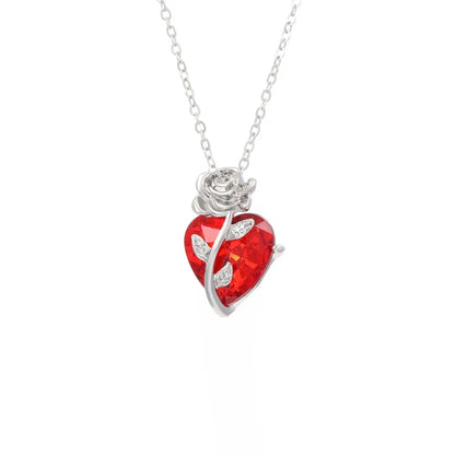 Gothic Dark Love Rose Heart Pendant Necklace For Women Flower Collarbone Chain For Halloween Party Jewelry Accessories Wholesale