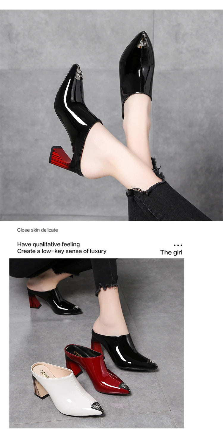 Sandalias Summer 2022 New Women Slipper High Heel Sandal Shoes Ladies High Quality PU Leather Slides Pumps Women