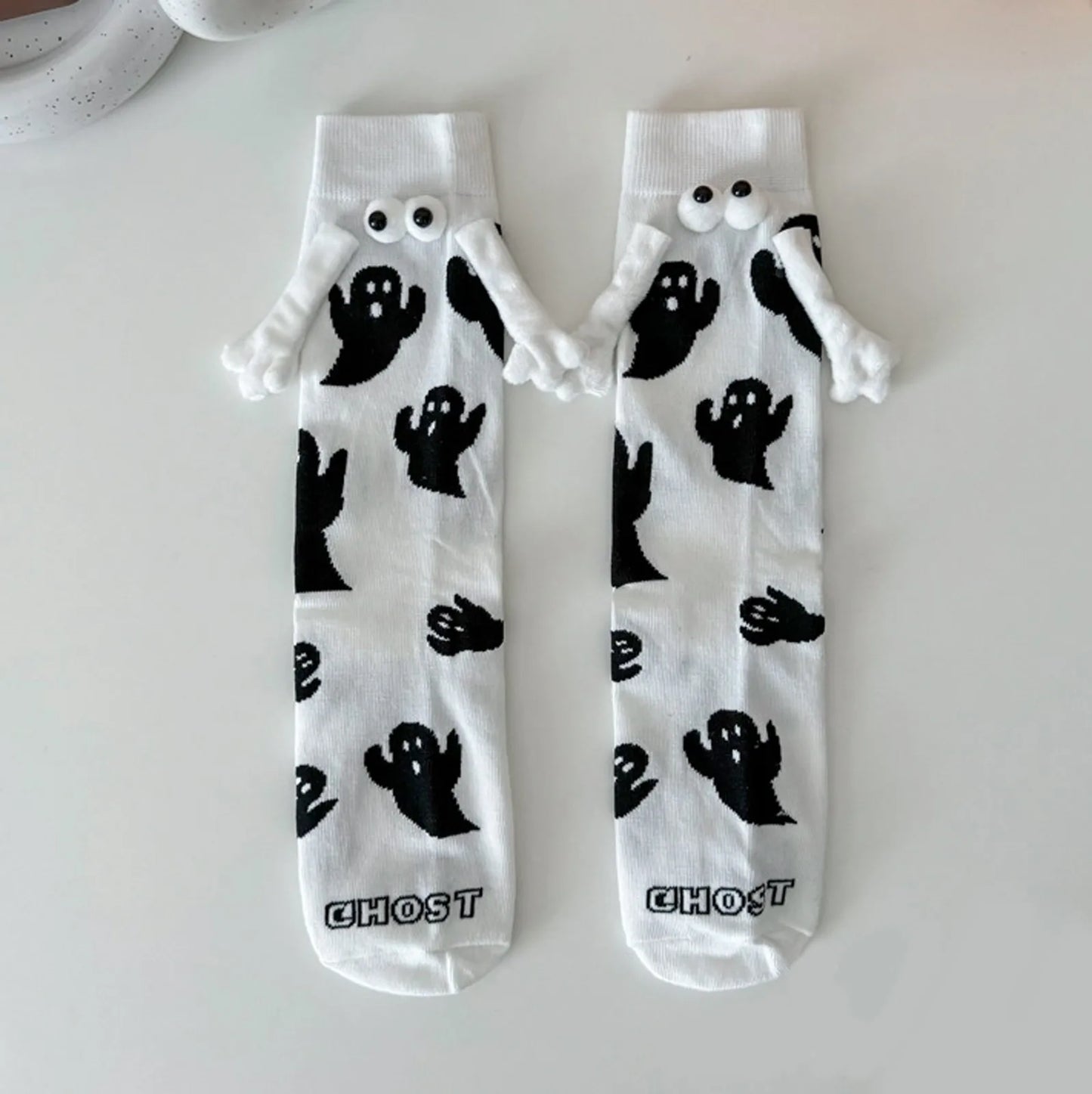 EtherealBe women's Halloween socks featuring playful ghost designs with 3D ghost appliques