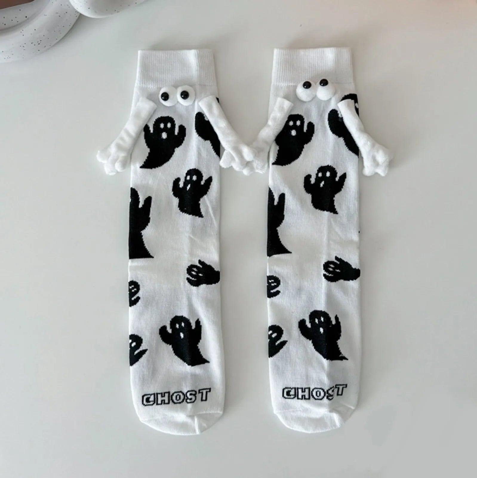 EtherealBe women's Halloween socks featuring playful ghost designs with 3D ghost appliques