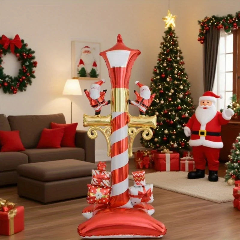 Christmas Foil Balloon New Year Snowman Santa Claus Standing Street Lamp Balloon for Kids Party Gift Home Decorats Supplies