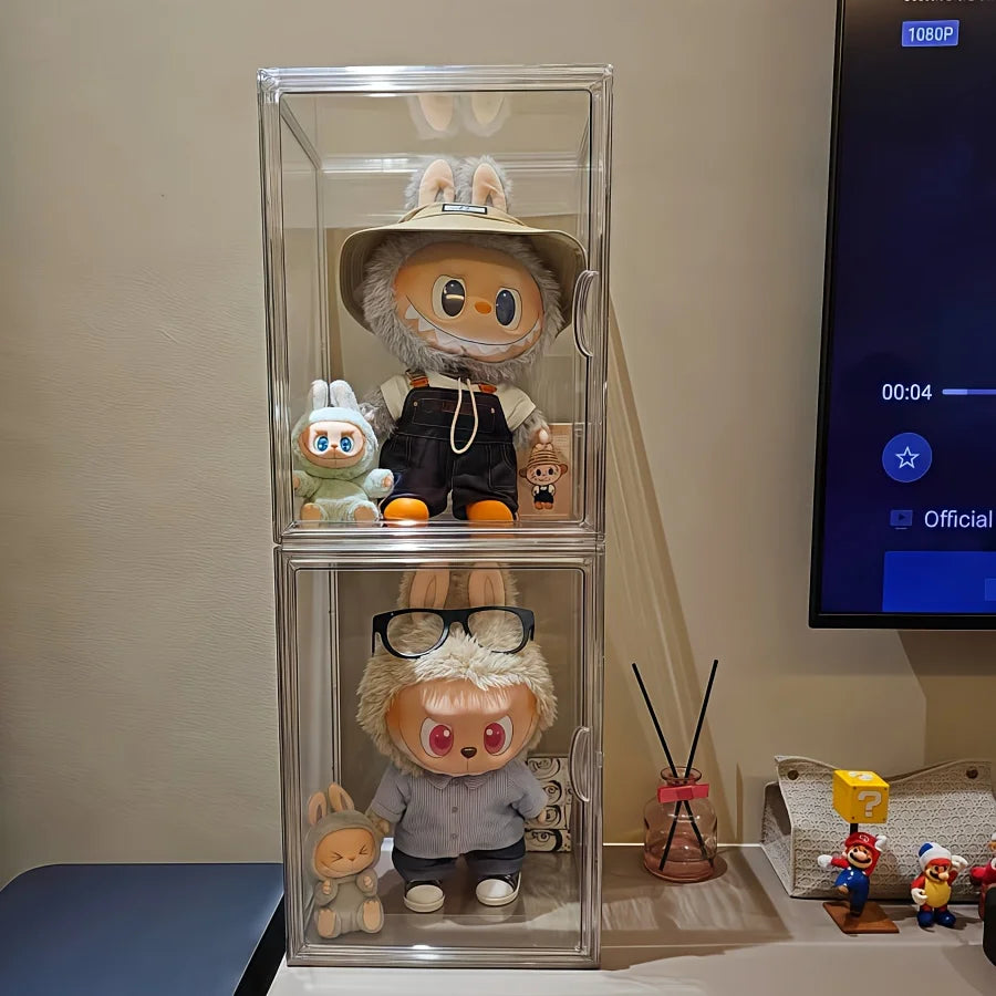 17cmLABUBU Collection Display Cabinet, Acrylic Transparent Storage Box,  for LABUBU V1 V2 V3 Series Doll Collection Display