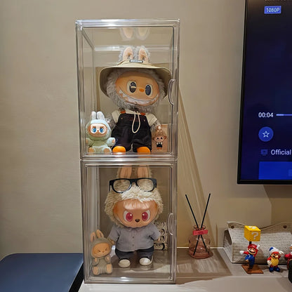 17cmLABUBU Collection Display Cabinet, Acrylic Transparent Storage Box,  for LABUBU V1 V2 V3 Series Doll Collection Display