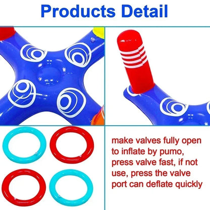 Party Sport Swimming Inflatable Ring Toss Game Floating Pool Toys for Kids Adult Water Accessories Beach Supplies with 4 Loops