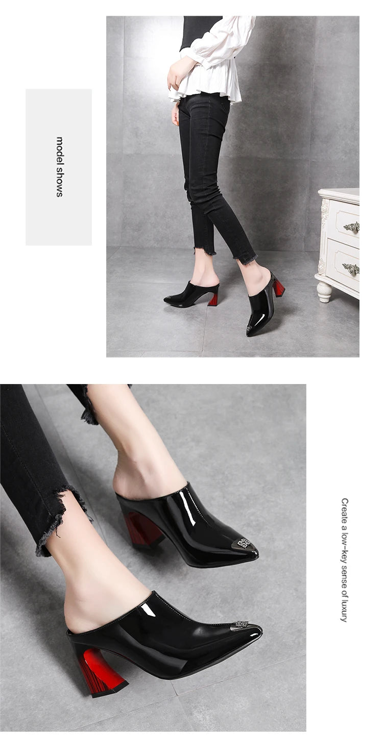 Sandalias Summer 2022 New Women Slipper High Heel Sandal Shoes Ladies High Quality PU Leather Slides Pumps Women