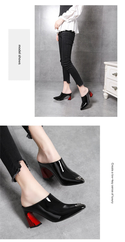 Sandalias Summer 2022 New Women Slipper High Heel Sandal Shoes Ladies High Quality PU Leather Slides Pumps Women