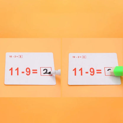 Mathematical Math Learning Tool Montessori Training Math Erasable Add Subtract Multiply and Division Table Cards Seheck for Kids