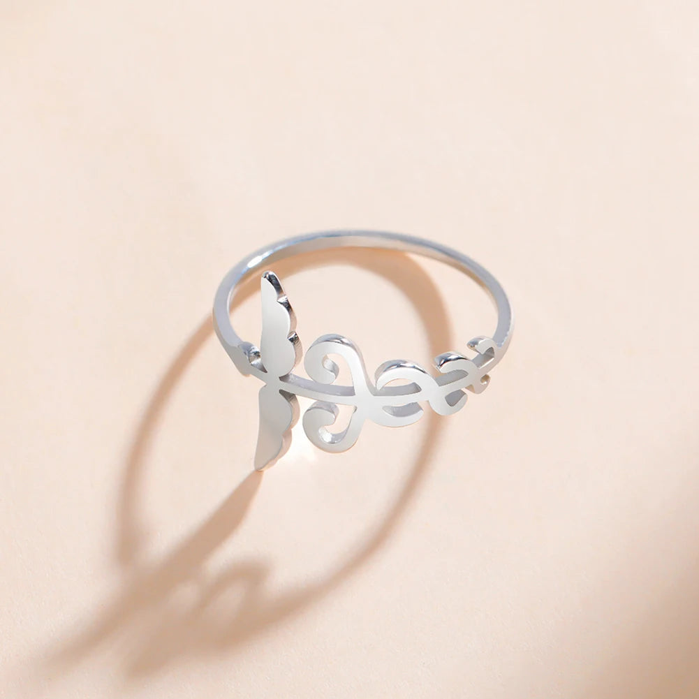 Lucktune Caduceus Medical Symbol Rings Women Stainless Steel Snake Bind Wing Finger Ring Vintage Jewelry Gift for Doctor Nurse