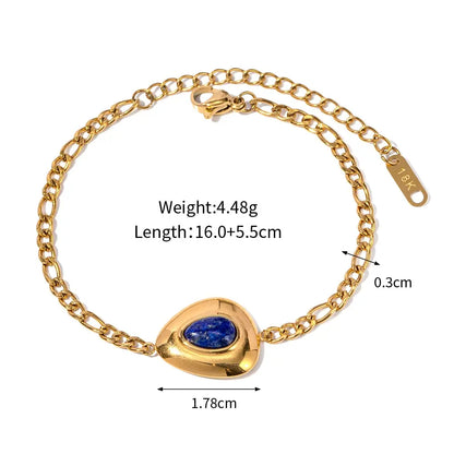 Waterproof Lapis Lazuli Triangle Oval Pendant Bracelet Stainless Steel 18K Gold Plated Ladies Jewelry Gift 2023 NEW