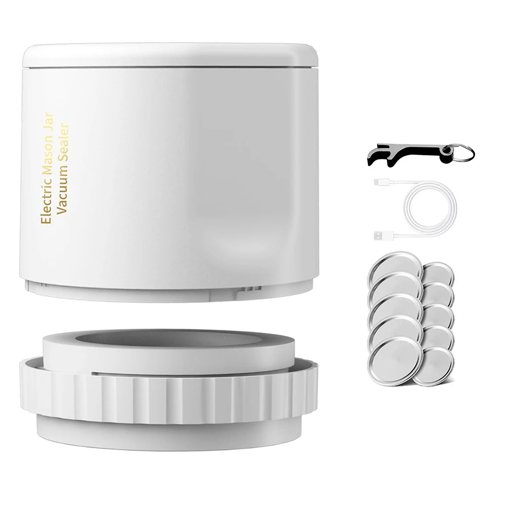 Electric Mason Jar Vacuum Sealer BPA Free Cordless Food Storage Vacuum Sealer with Mason Jar Lids Odorless Attachment