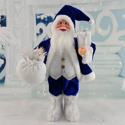 Christmas Sitting Standing Santa Claus Figurines Doll Cute 12inch Xmas Tree Party Ornament Table Office Fireplace Home Decor