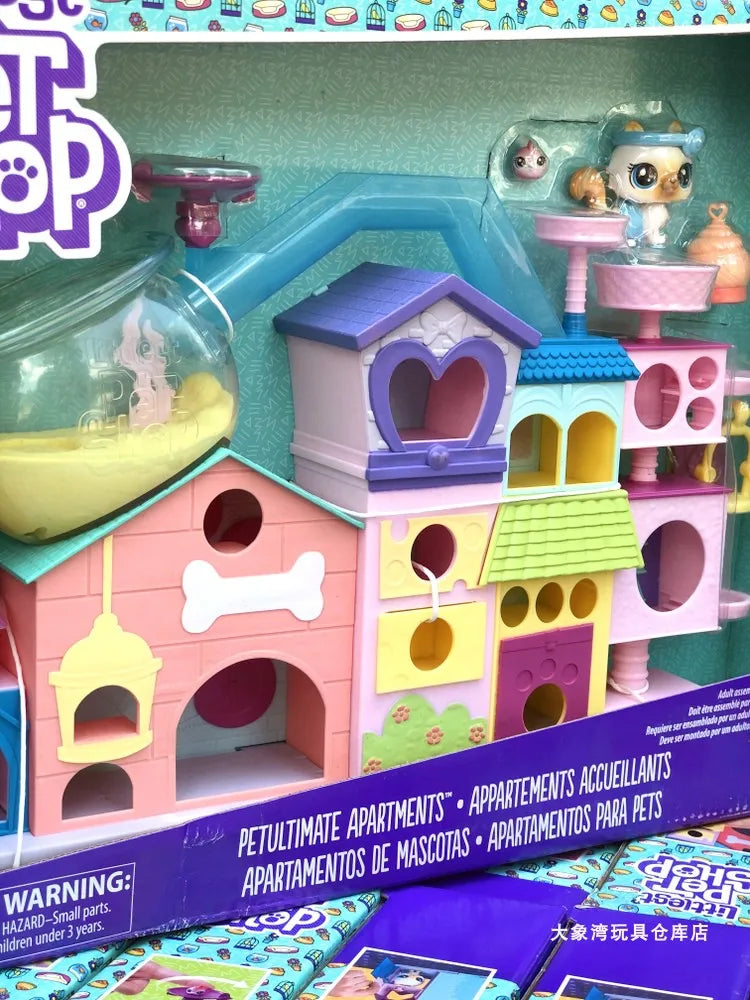 Original Hasbro Littlest Petshop Scenario Simulation Set Play House Mini Cute Animal Model Collection Toy Christmas Gift