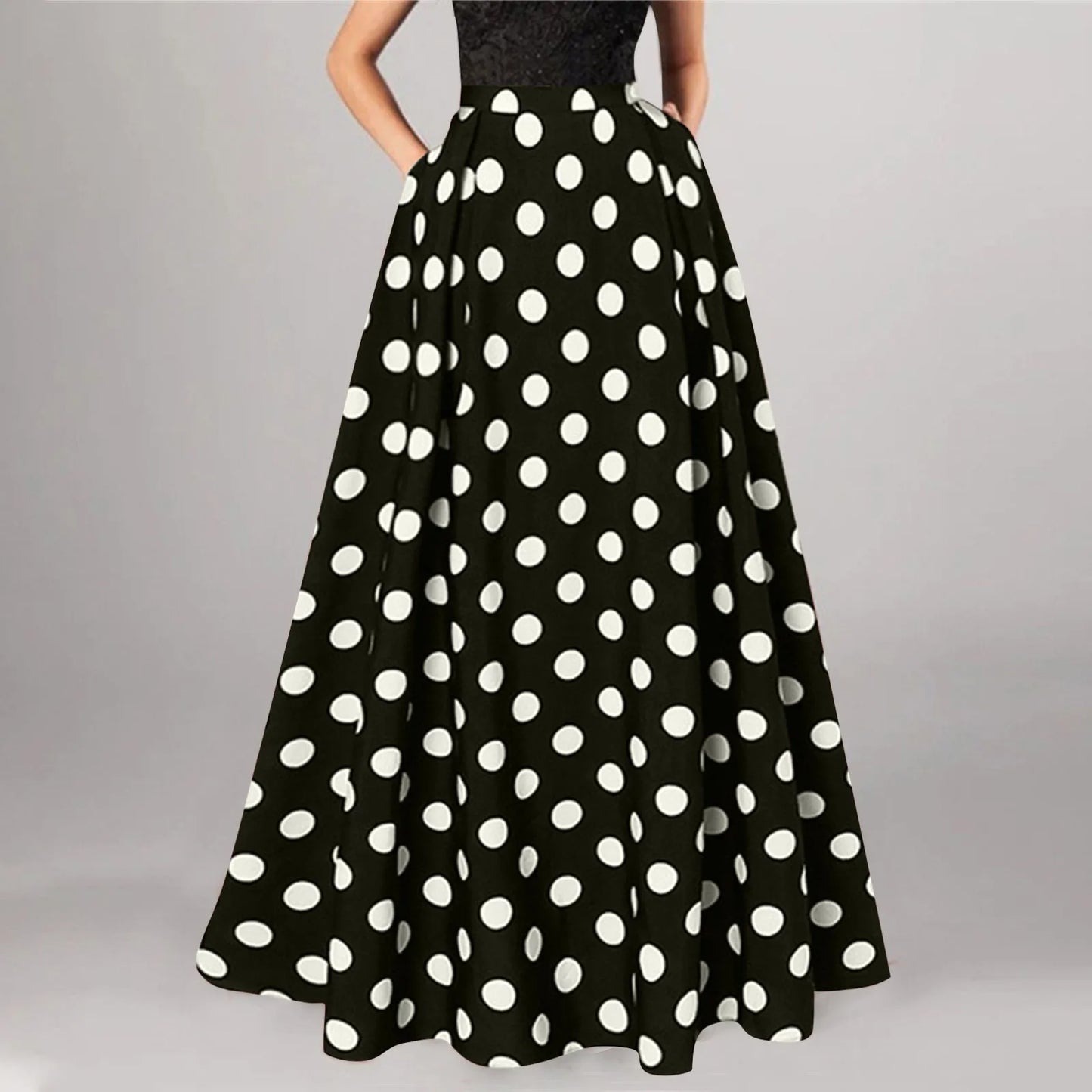 Vintage Floral Print Maxi Skirt High Waist Party Beach Long Skirts Spring Summer Casual Pocket Skirt For Women Elegant Vestidos