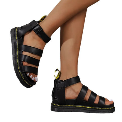 Women's Shoes 2024 Hot Sale Cover Heel Women's Sandals New Casual Sandal Women Round Toe Buckle Strap Platform Rome Ladies Shoes