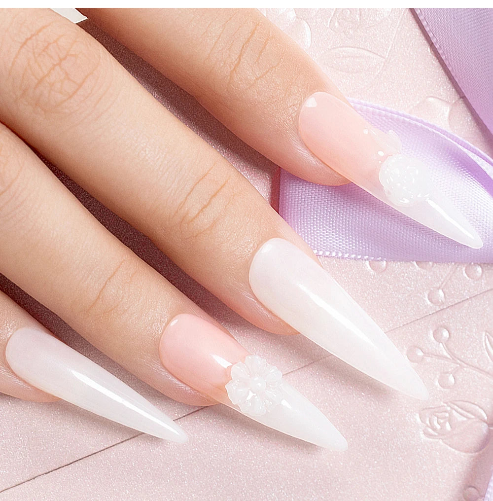 AWStorG 5Pcs/Set Solid Nail Extension Gel Carving Flower Nail Art Building UV Gel Semi Permanent Finger Extension Nail Varnish