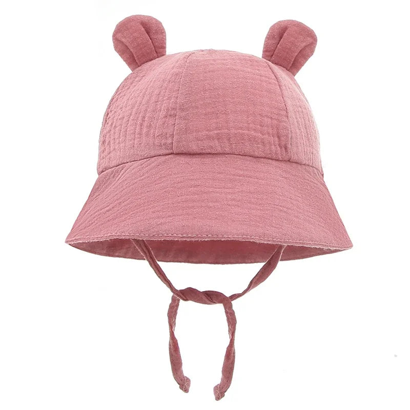 Spring Autumn Solid Color Soft Baby Bucket Hat Cotton Fisherman Hats Kids Summer Toddler Boy Girls Panama Sun Cap Children 0-12M